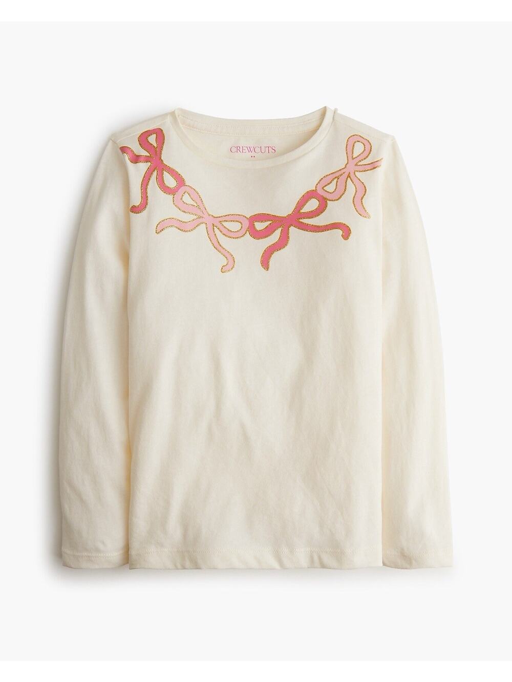 Crewcuts Girls' Long Sleeve Sparkle Bow Graphic Tee Size L, 10-11